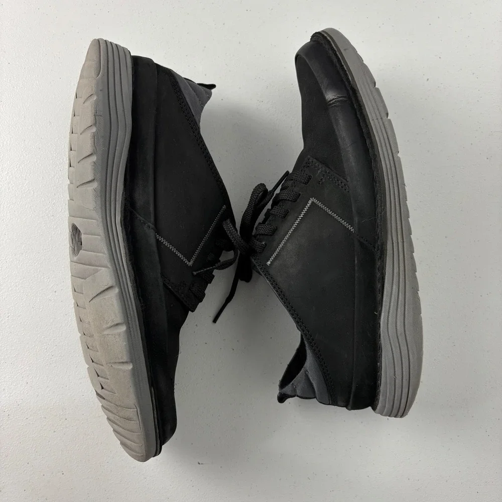 Clarks Mens Brahnz Black Leather Oxford Sneakers 8.5 Gorpcore Tech Casual Shoes